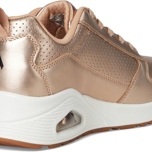 Women's Rose Gold Sneaker Leather & Rubber Sole Air-Cooled Memory Foam - Picture 6 of 8